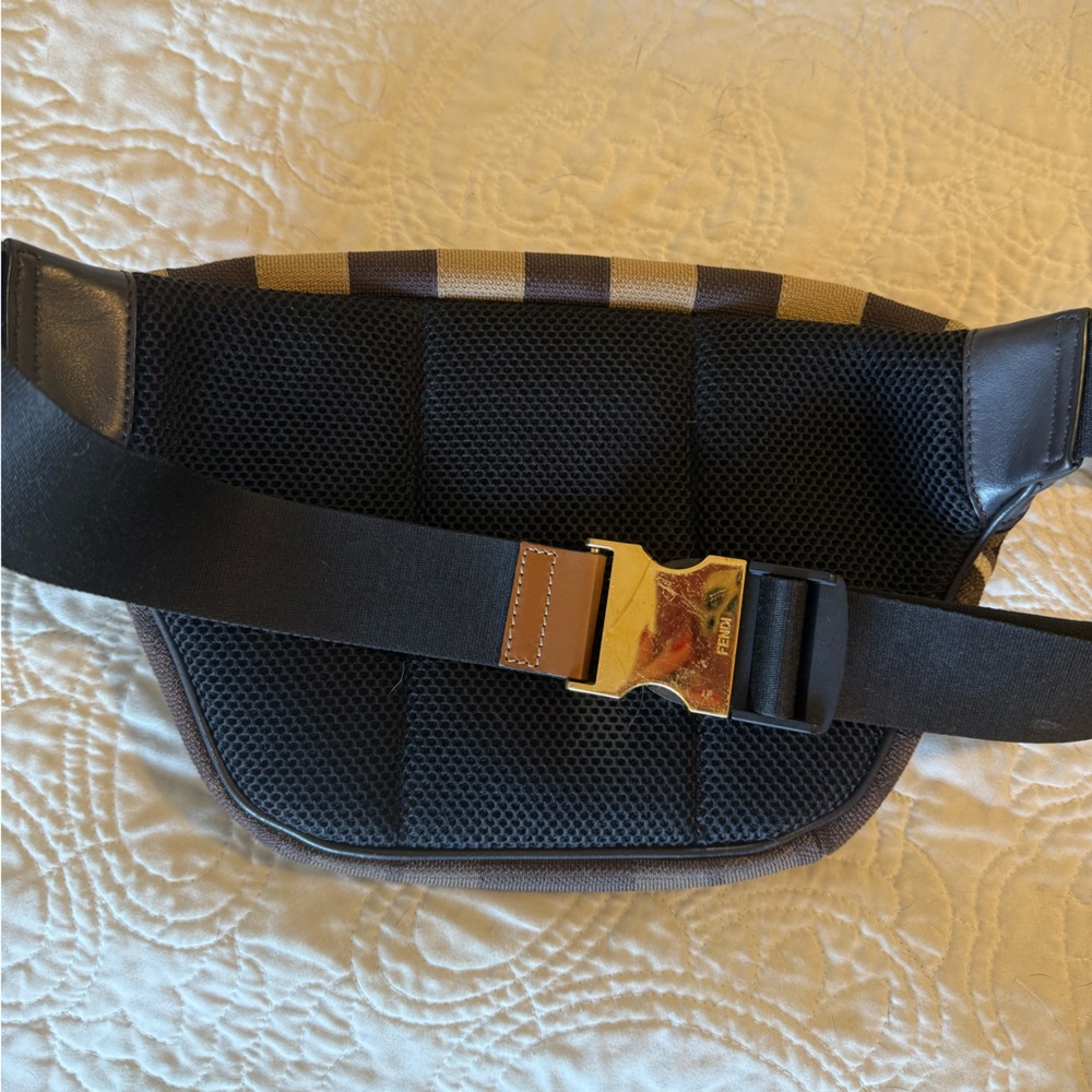 Fendi Vitello Century Maglia Pattern Mix Belt Bag Havana - Picture 3 of 6